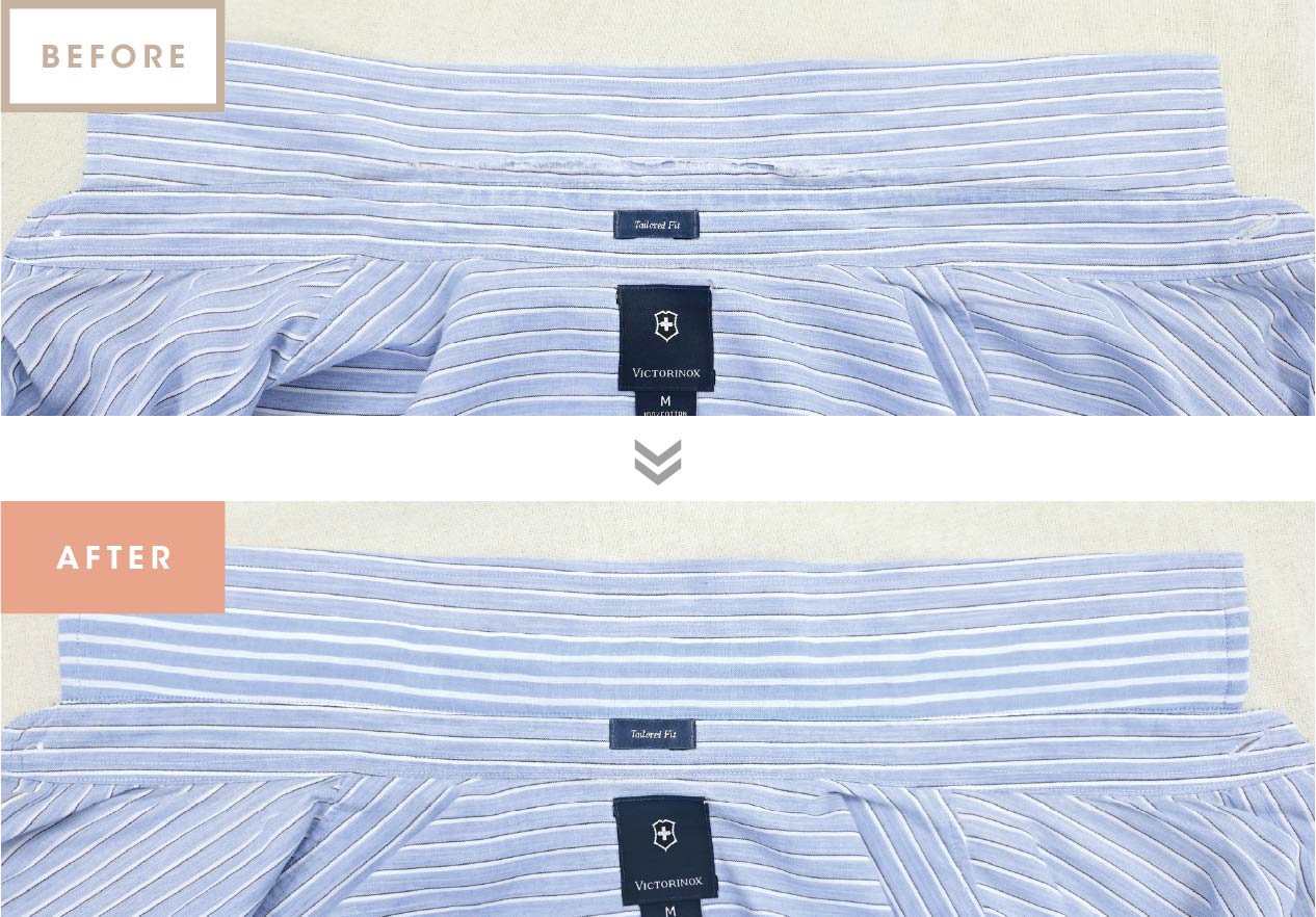 シャツ衿ぐり補強